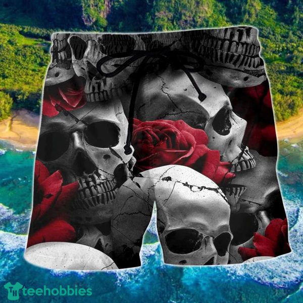 Skull Death Love Rose Hawaii Shorts For Men Skull Shorts Swim Trunks