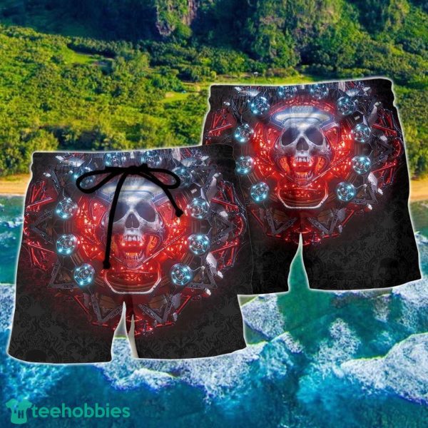 Skull Electric Dream Or Die Hawaii Shorts For Men Skull Shorts Swim Trunks - Image 2