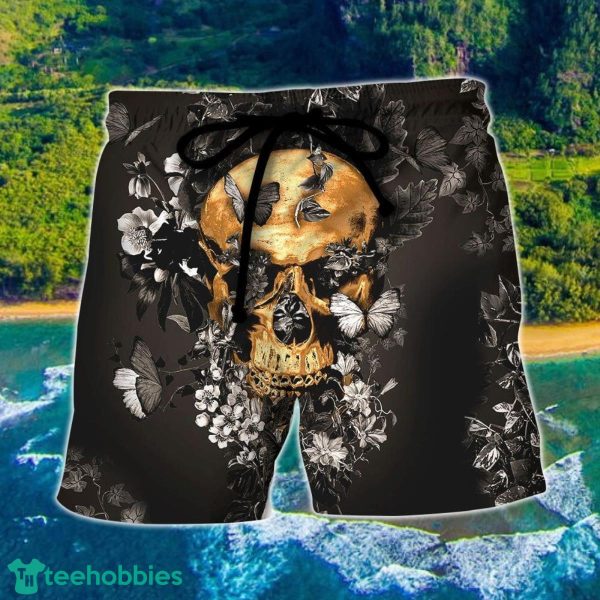Skull Flowers Grow Out Of Dark Moments Hawaii Shorts For Men Skull Shorts Swim Trunks