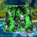 Skull Green Flame Burn Hawaii Shorts For Men Skull Shorts Swim Trunks