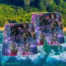 Skull Music Crazy Neon Hawaii Shorts For Men Skull Shorts Swim Trunks