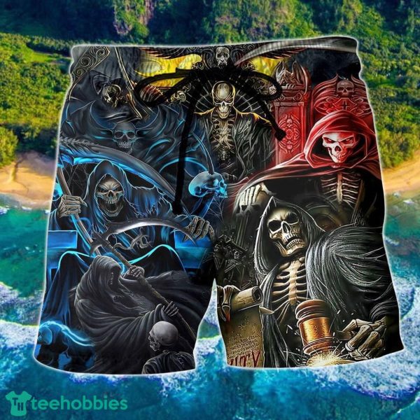 Skull Judgment Of Death Area Hawaii Shorts For Men Skull Shorts Swim Trunks