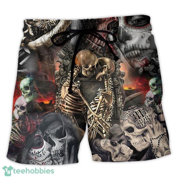 Skull Marrying A Perfect Wife Hawaii Shorts For Men Skull Shorts Swim Trunks