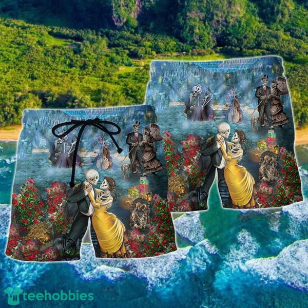 Skull Love Life Romatic Hawaii Shorts For Men Skull Shorts Swim Trunks - Image 2