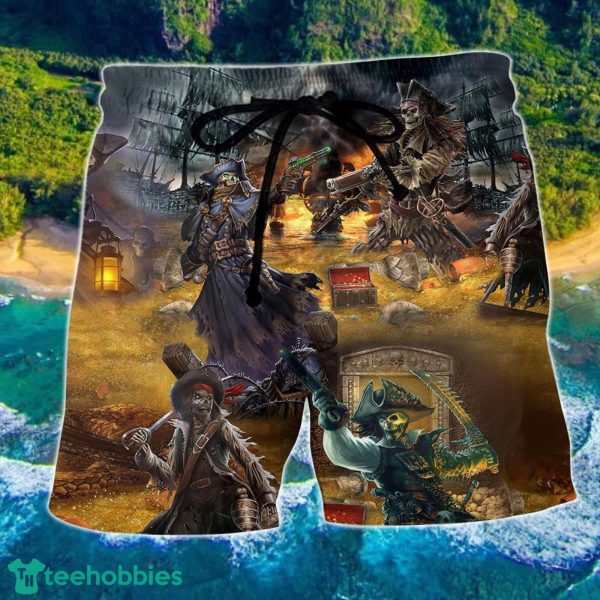 Skull Pirate Treasure Hunting Hawaii Shorts For Men Skull Shorts Swim Trunks