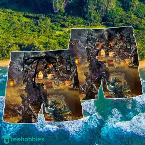 Skull Pirate Treasure Hunting Hawaii Shorts For Men Skull Shorts Swim Trunks - Image 2