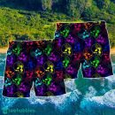Skull Neon So Cool Hawaii Shorts For Men Skull Shorts Swim Trunks