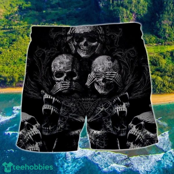 Skull Scary Darkness Art Hawaii Shorts For Men Skull Shorts Swim Trunks