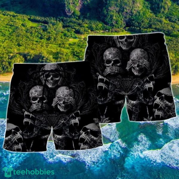 Skull Scary Darkness Art Hawaii Shorts For Men Skull Shorts Swim Trunks - Image 2