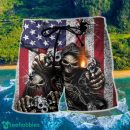 Skull Shot Gun American Flag Hawaii Shorts For Men Skull Shorts Swim Trunks