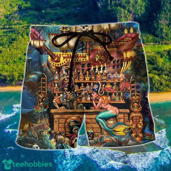 Skull Pirate Treasure Night On The Sea Hawaii Shorts For Men Skull Shorts Swim Trunks