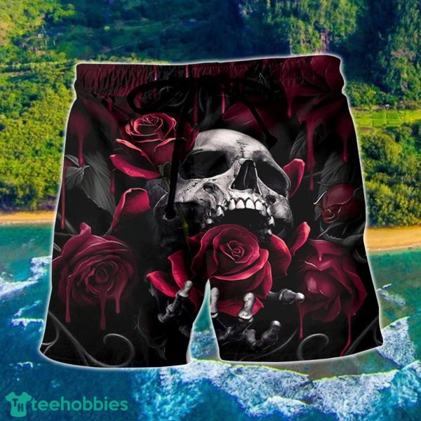 Skull Rose Blood Dark Screaming Hawaii Shorts For Men Skull Shorts Swim Trunks