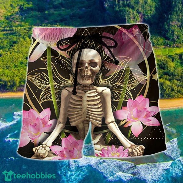 Skull Yoga Lighting Lotus Flower Hawaii Shorts For Men Skull Shorts Swim Trunks