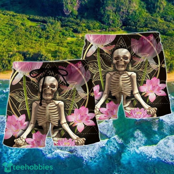 Skull Yoga Lighting Lotus Flower Hawaii Shorts For Men Skull Shorts Swim Trunks - Image 2