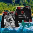 Skull Women's Day, Valentine Gift's Day Art Hawaii Shorts For Men Skull Shorts Swim Trunks