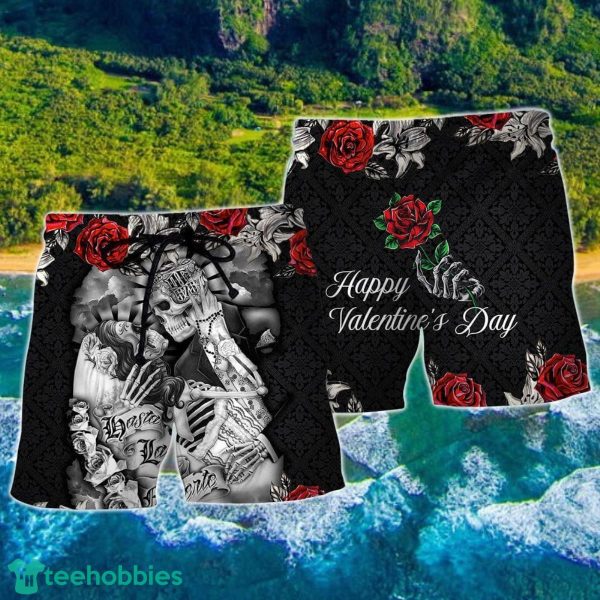 Skull Women's Day, Valentine Gift's Day Art Hawaii Shorts For Men Skull Shorts Swim Trunks - Image 2