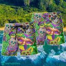 Sugar Skull Mardi Gras Color Hawaii Shorts For Men Skull Shorts Swim Trunks