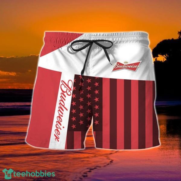 Summer American Flag Patch Budweiser Hawaiian Shorts