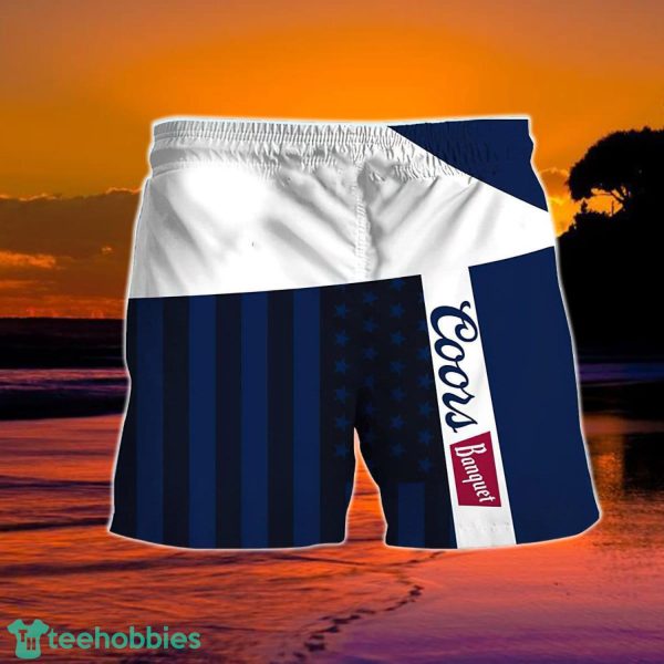 Summer American Flag Patch Coors Banquet Hawaiian Shorts