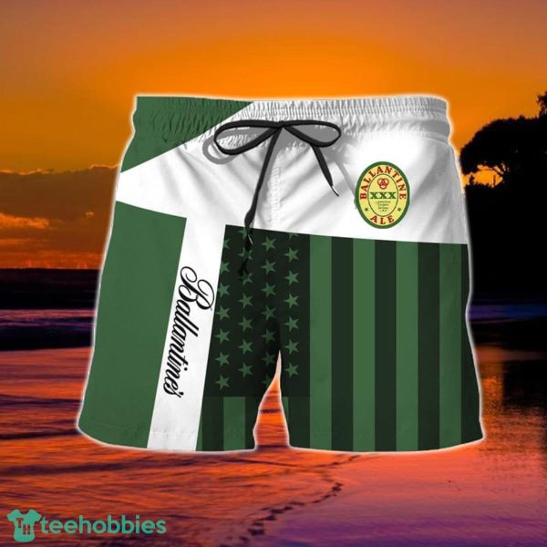 Summer American Flag Patch Ballantine Hawaiian Shorts - Image 2