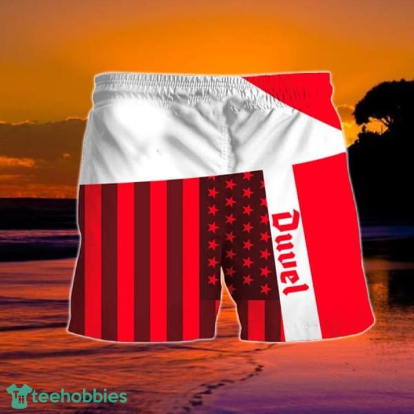 Summer American Flag Patch Duvel Beer Hawaiian Shorts - Image 2