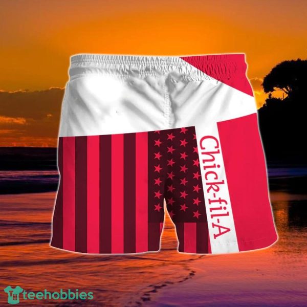 Summer American Flag Patch Chick-fil-A Hawaiian Shorts - Image 2