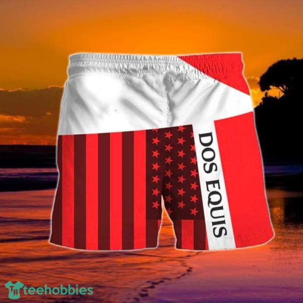 Summer American Flag Patch Dos Equis Hawaiian Shorts