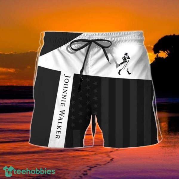 Summer American Flag Patch Johnnie Walker Hawaiian Shorts - Image 2