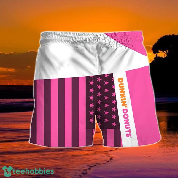 Summer American Flag Patch Dunkin Donut Hawaiian Shorts