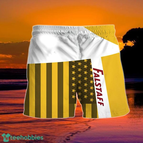 Summer American Flag Patch Falstaff Beer Hawaiian Shorts