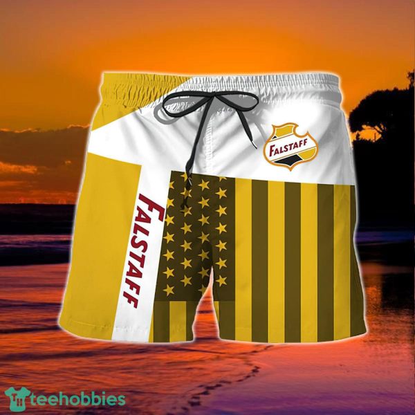 Summer American Flag Patch Falstaff Beer Hawaiian Shorts - Image 2