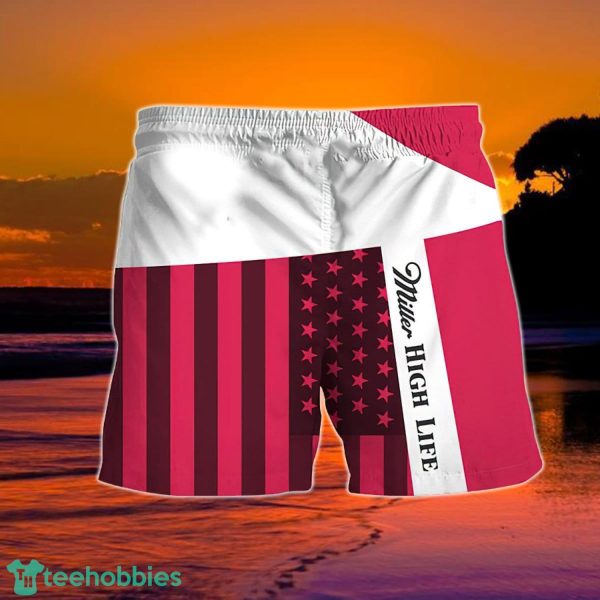 Summer American Flag Patch Miller High Life Hawaiian Shorts