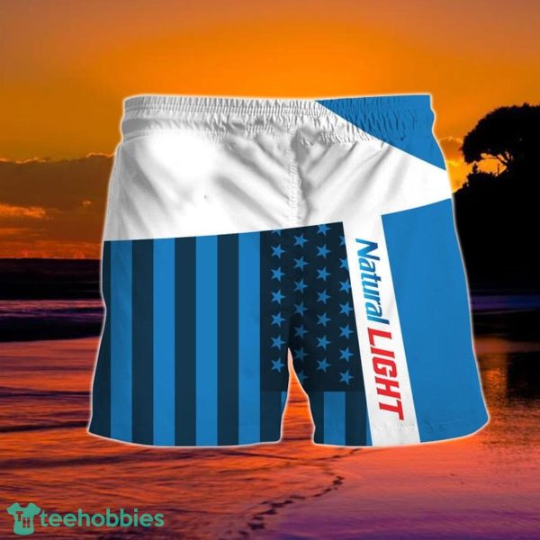 Summer American Flag Patch Natural Light Hawaiian Shorts - Image 2