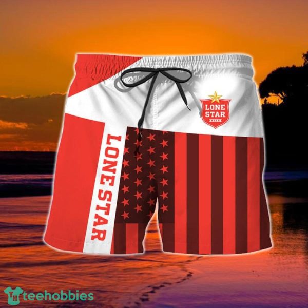 Summer American Flag Patch Lone Star Hawaiian Shorts