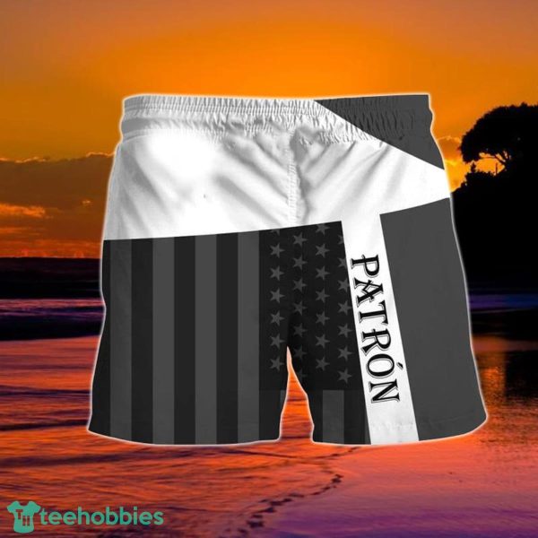 Summer American Flag Patch Tequila Patron Hawaiian Shorts