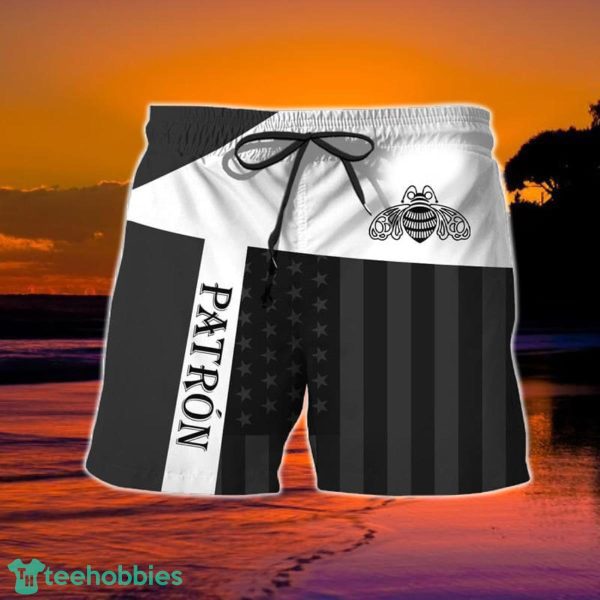 Summer American Flag Patch Tequila Patron Hawaiian Shorts - Image 2