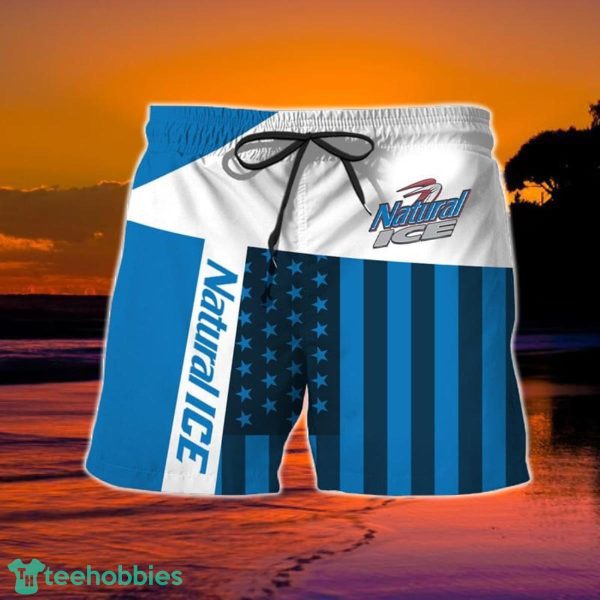 Summer American Flag Patch Natural Ice Hawaiian Shorts