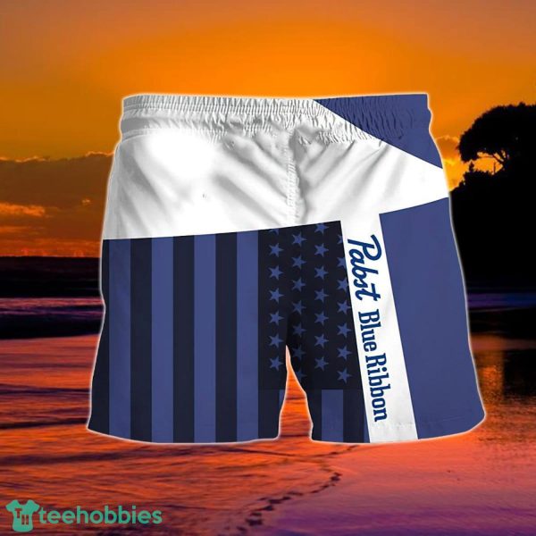 Summer American Flag Patch Pabst Blue Ribbon Hawaiian Shorts