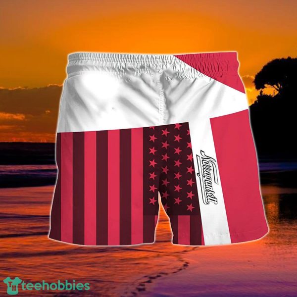 Summer American Flag Patch Narragansett Beer Hawaiian Shorts