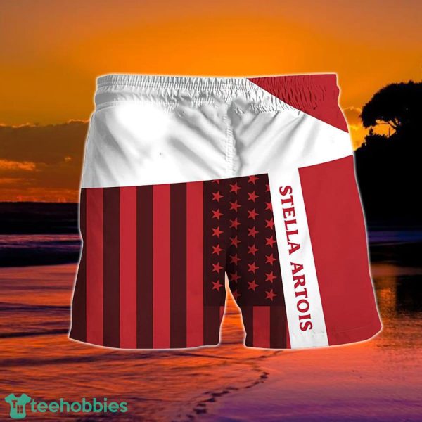 Summer American Flag Patch Stella Artois Hawaiian Shorts