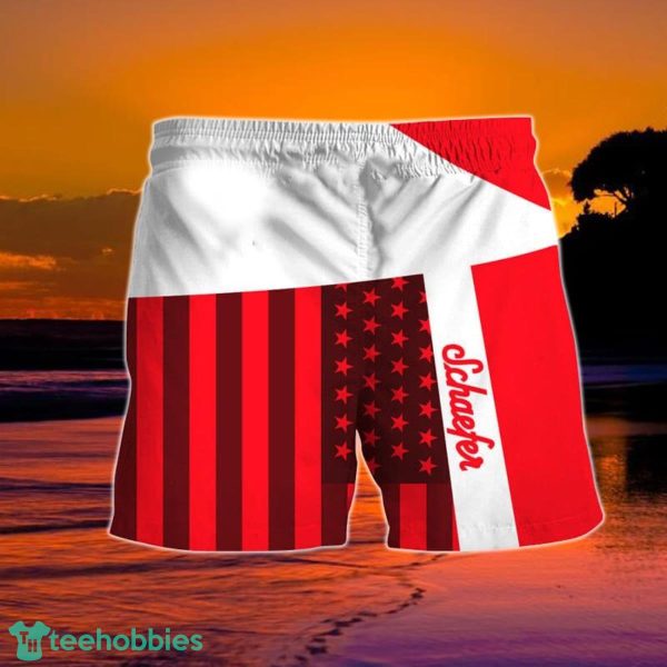 Summer American Flag Patch Schaefer Beer Hawaiian Shorts