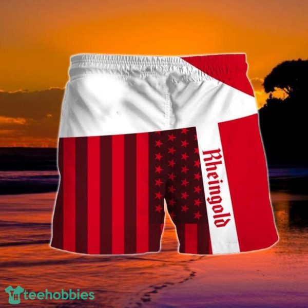 Summer American Flag Patch Rheingold Beer Hawaiian Shorts