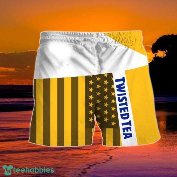 Summer American Flag Patch Twisted Tea Hawaiian Shorts
