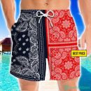 Two Paisley Bandanas Navy And Red 3D Beach Shorts For Men Gift Summer Gift