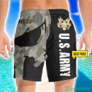 US Army Veteran Skull Black 3D Beach Shorts For Men Gift Summer Gift