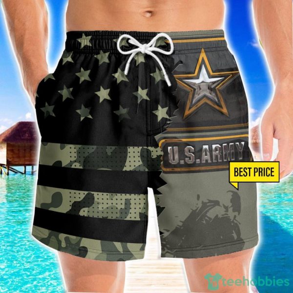 US Army Veteran Metal Star 3D Beach Shorts For Men Gift Summer Gift