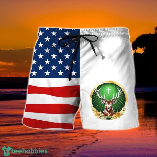 USA Flag Fourth Of July Jagermeister Hawaiian Shorts - Image 2