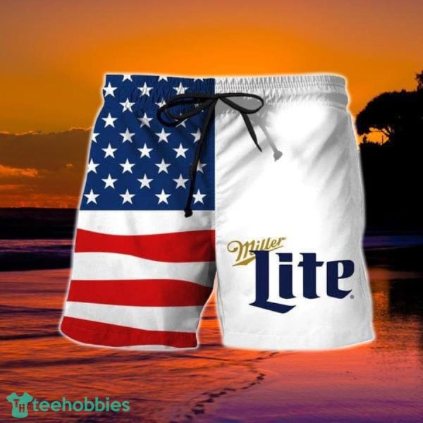 USA Flag Fourth Of July Miller Lite Hawaiian Shorts