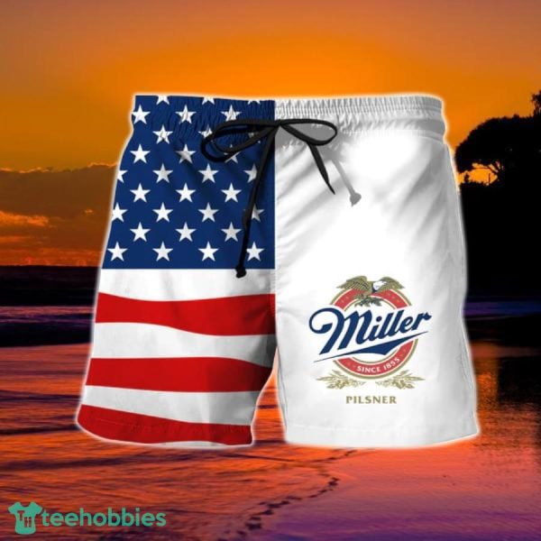 USA Flag Fourth Of July Miller Pilsner Hawaiian Shorts