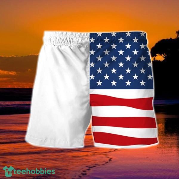 USA Flag Fourth Of July Modelo Negra Hawaiian Shorts - Image 2